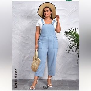 Shein Slant Pocket Plus Size Denim Overalls  Size 1XL (14) NWT